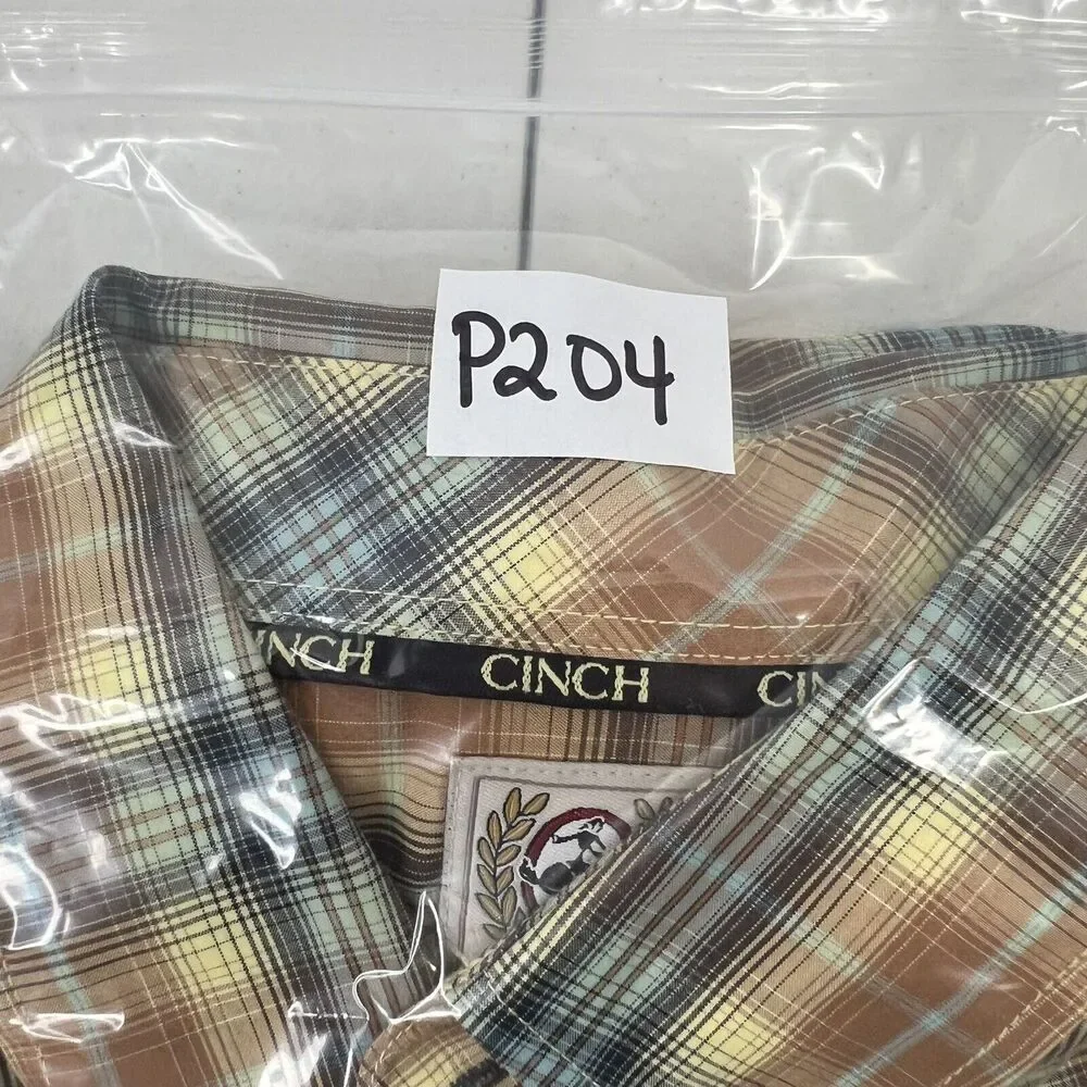 Cinch Men’s Size L Shirt Classic Plaid Long Sleeve‎ Button Down Western Cowboy